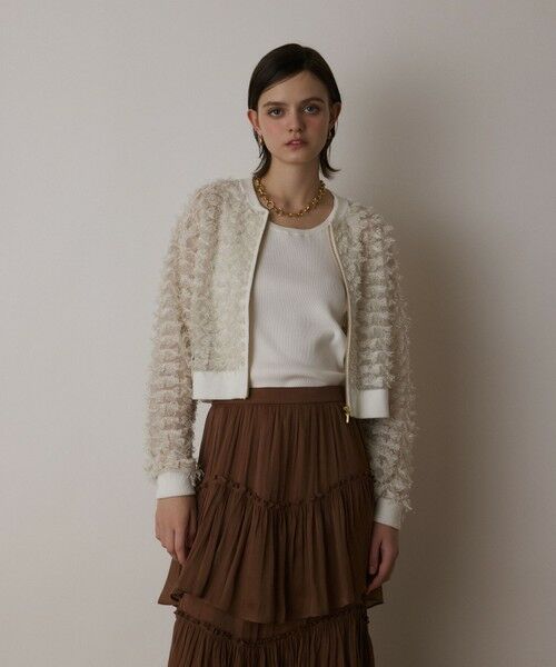 GRACE CONTINENTAL / グレースコンチネンタル ニット・セーター | フリンジニットzipカーディガン | 詳細1