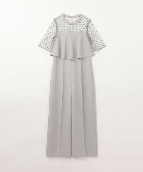 GRACE CONTINENTAL/グレースコンチネンタル ドットチュールサロペット グレー 36 GRACE CONTINENTAL/グレースコンチネンタル ドットチュールサロペット グレー 36