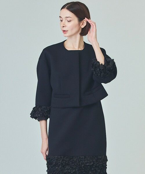 GRACE CONTINENTAL / グレースコンチネンタル ノーカラージャケット | フラワーチュール切替ジャケット | 詳細7