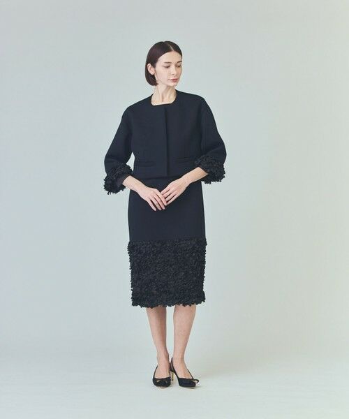 GRACE CONTINENTAL/グレースコンチネンタル フラワーチュール切替ジャケット ブラック 36 GRACE CONTINENTAL/グレースコンチネンタル フラワーチュール切替ジャケット ブラック 36