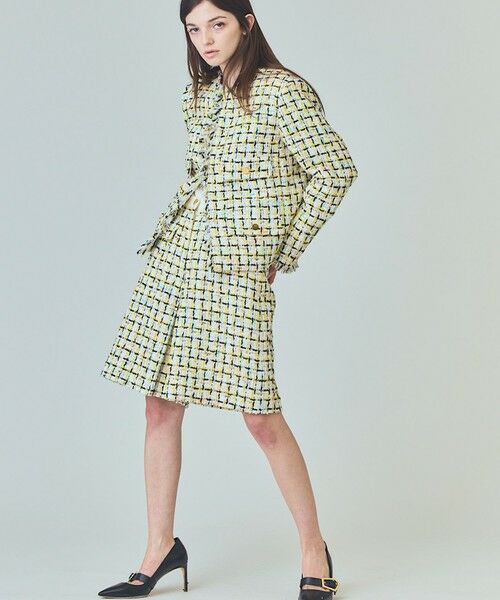 GRACE CONTINENTAL/グレースコンチネンタル チュールヤーンツイードパンツ イエロー 36 GRACE CONTINENTAL/グレースコンチネンタル チュールヤーンツイードパンツ イエロー 36