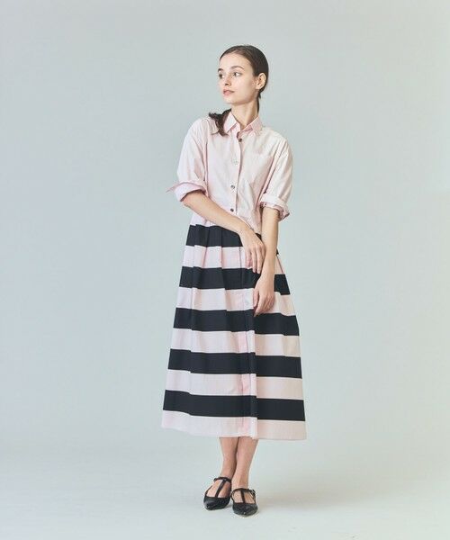 GRACE CONTINENTAL / グレースコンチネンタル ミニ丈・ひざ丈ワンピース | ボーダーコンビシャツワンピース | 詳細5
