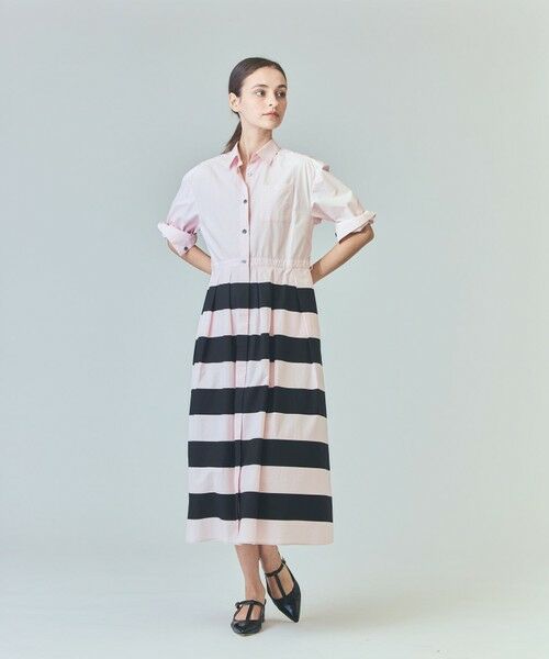 GRACE CONTINENTAL / グレースコンチネンタル ミニ丈・ひざ丈ワンピース | ボーダーコンビシャツワンピース | 詳細8