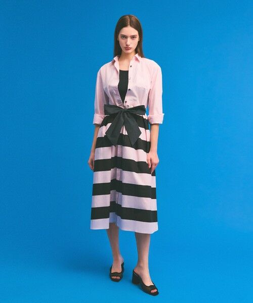 GRACE CONTINENTAL / グレースコンチネンタル ミニ丈・ひざ丈ワンピース | ボーダーコンビシャツワンピース | 詳細9
