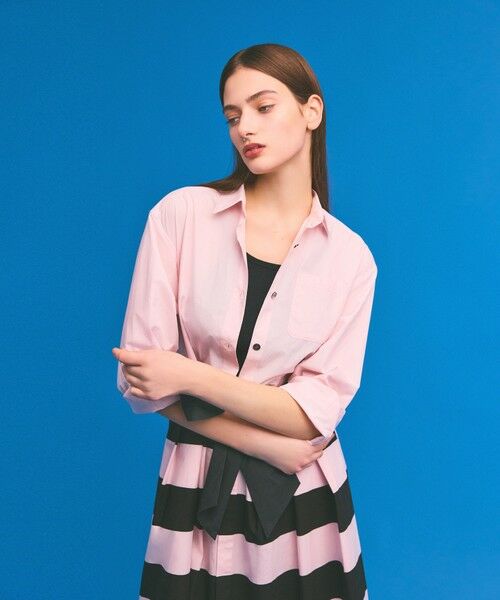 GRACE CONTINENTAL / グレースコンチネンタル ミニ丈・ひざ丈ワンピース | ボーダーコンビシャツワンピース | 詳細10