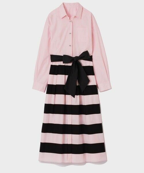 GRACE CONTINENTAL / グレースコンチネンタル ミニ丈・ひざ丈ワンピース | ボーダーコンビシャツワンピース | 詳細11