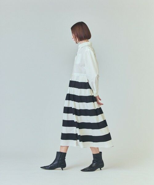 GRACE CONTINENTAL / グレースコンチネンタル ミニ丈・ひざ丈ワンピース | ボーダーコンビシャツワンピース | 詳細16