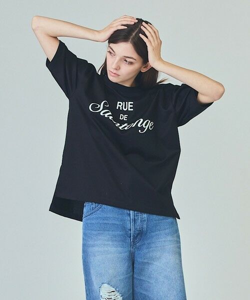 GRACE CONTINENTAL/グレースコンチネンタル レタードプリントTシャツ ブラック 36 GRACE CONTINENTAL/グレースコンチネンタル レタードプリントTシャツ ブラック 36