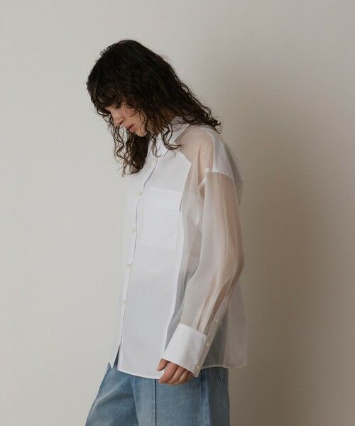 GRACE CONTINENTAL / グレースコンチネンタル シャツ・ブラウス | シアーコンビオーバーシャツ | 詳細2