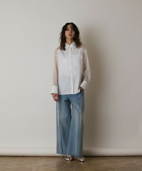 GRACE CONTINENTAL / グレースコンチネンタル シャツ・ブラウス | シアーコンビオーバーシャツ | 詳細4