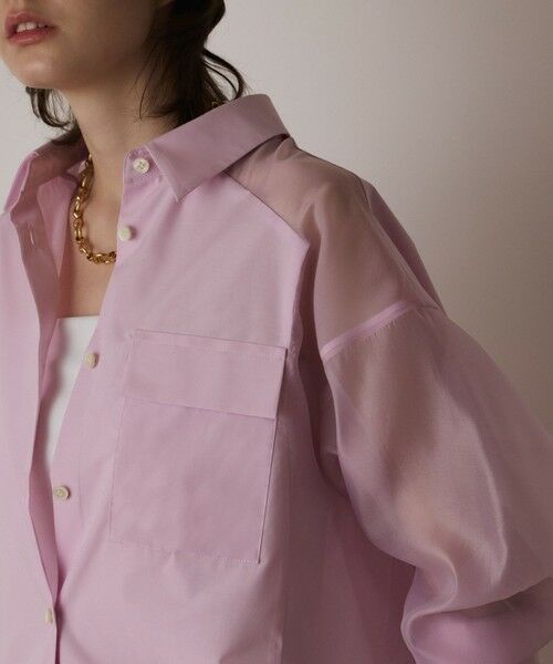 GRACE CONTINENTAL / グレースコンチネンタル シャツ・ブラウス | シアーコンビオーバーシャツ | 詳細9