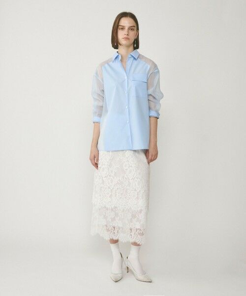 GRACE CONTINENTAL / グレースコンチネンタル シャツ・ブラウス | シアーコンビオーバーシャツ | 詳細18