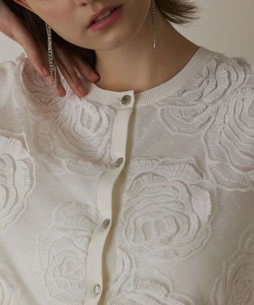 GRACE CONTINENTAL / グレースコンチネンタル ニット・セーター | ローズ刺繍ニットカーディガン | 詳細1