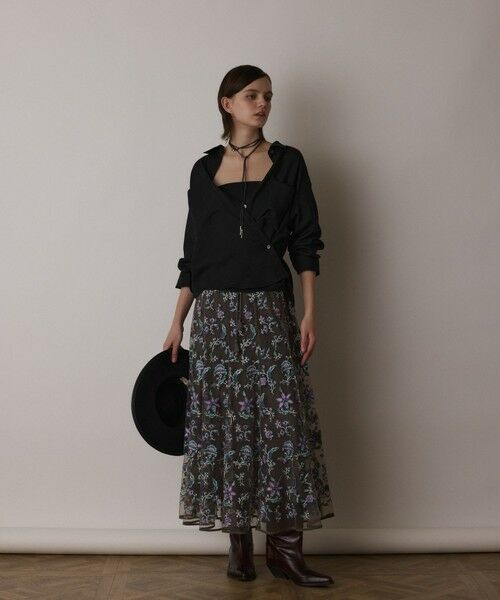 GRACE CONTINENTAL / グレースコンチネンタル ミニ・ひざ丈スカート | サラサ刺繍チュールスカート | 詳細7