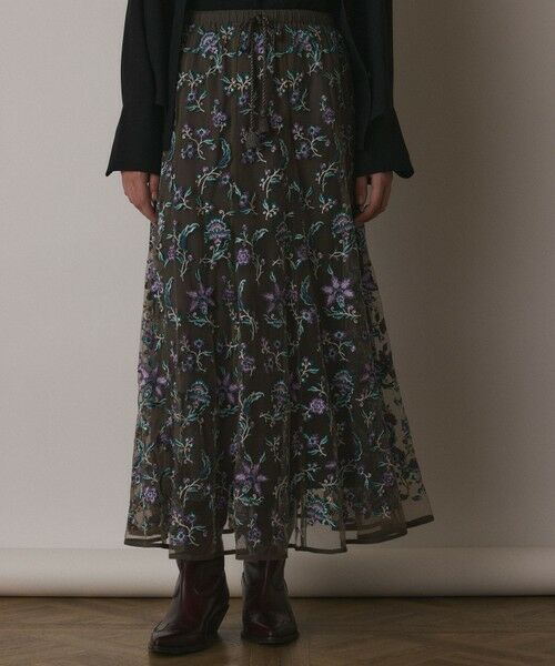 GRACE CONTINENTAL / グレースコンチネンタル ミニ・ひざ丈スカート | サラサ刺繍チュールスカート | 詳細8