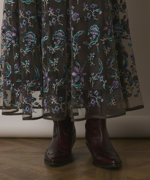 GRACE CONTINENTAL / グレースコンチネンタル ミニ・ひざ丈スカート | サラサ刺繍チュールスカート | 詳細9