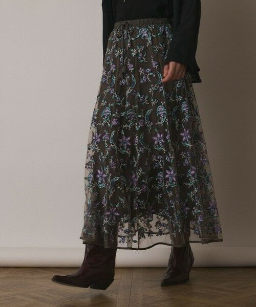 GRACE CONTINENTAL / グレースコンチネンタル ミニ・ひざ丈スカート | サラサ刺繍チュールスカート | 詳細13