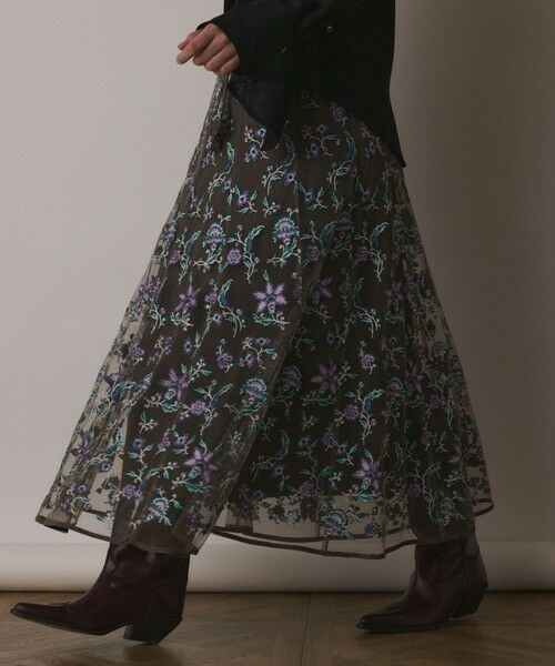 GRACE CONTINENTAL / グレースコンチネンタル ミニ・ひざ丈スカート | サラサ刺繍チュールスカート | 詳細14