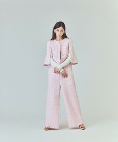 GRACE CONTINENTAL / グレースコンチネンタル ノーカラージャケット | チェックツイードショートジャケット