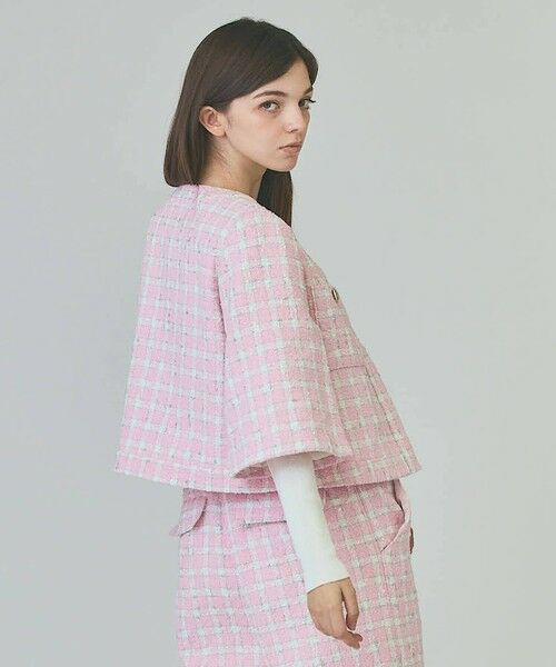 GRACE CONTINENTAL / グレースコンチネンタル ノーカラージャケット | チェックツイードショートジャケット | 詳細2