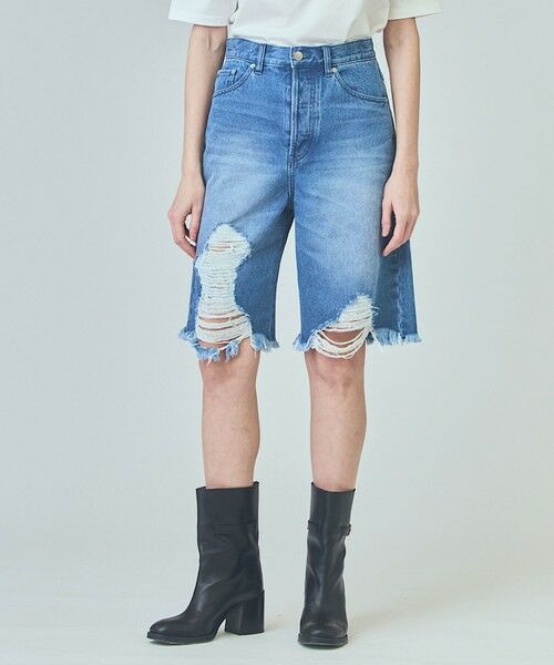 GRACE CONTINENTAL/グレースコンチネンタル クラッシュハーフパンツ ブルー 36 GRACE CONTINENTAL/グレースコンチネンタル クラッシュハーフパンツ ブルー 36