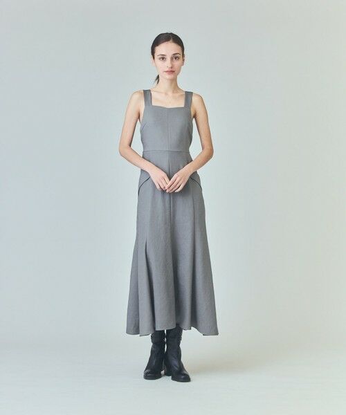 GRACE CONTINENTAL/グレースコンチネンタル リネンタッチロングドレス グレー 36 GRACE CONTINENTAL/グレースコンチネンタル リネンタッチロングドレス グレー 36