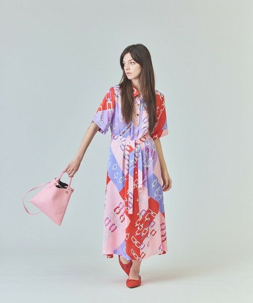 GRACE CONTINENTAL/グレースコンチネンタル チェーンシャツドレス レッド 36 GRACE CONTINENTAL/グレースコンチネンタル チェーンシャツドレス レッド 36