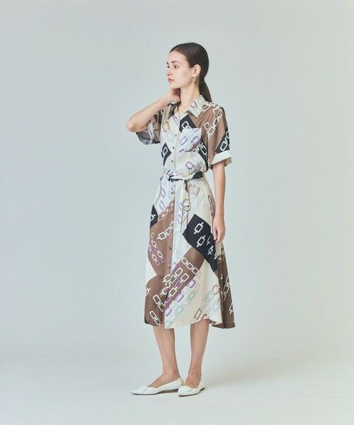 GRACE CONTINENTAL/グレースコンチネンタル チェーンシャツドレス ブラウン 36 GRACE CONTINENTAL/グレースコンチネンタル チェーンシャツドレス ブラウン 36