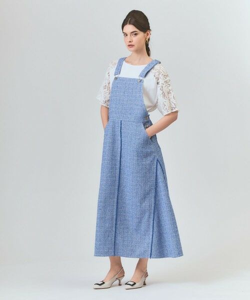 美品　ドゥロワー　シャンブレージャンパースカート　グレー　モヘア混　36 美品ドゥロワーシャンブレージャンパースカートグレーモヘア混36