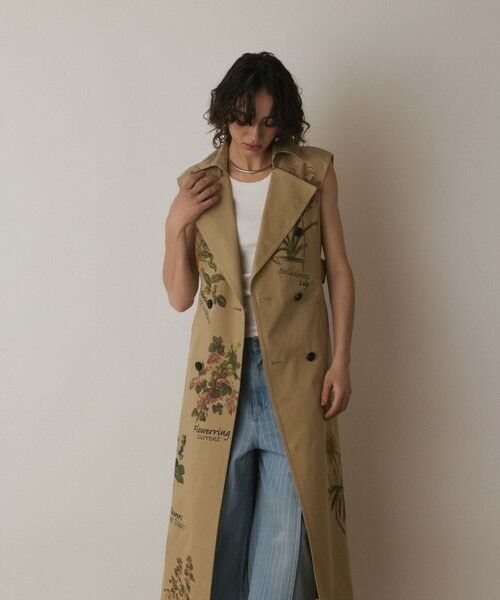 セール】 プリントトレンチワンピース （ロング・マキシ丈