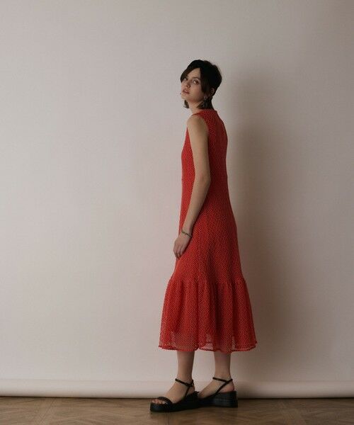 GRACE CONTINENTAL/グレースコンチネンタル メッシュロングワンピース レッド 36 GRACE CONTINENTAL/グレースコンチネンタル メッシュロングワンピース レッド 36