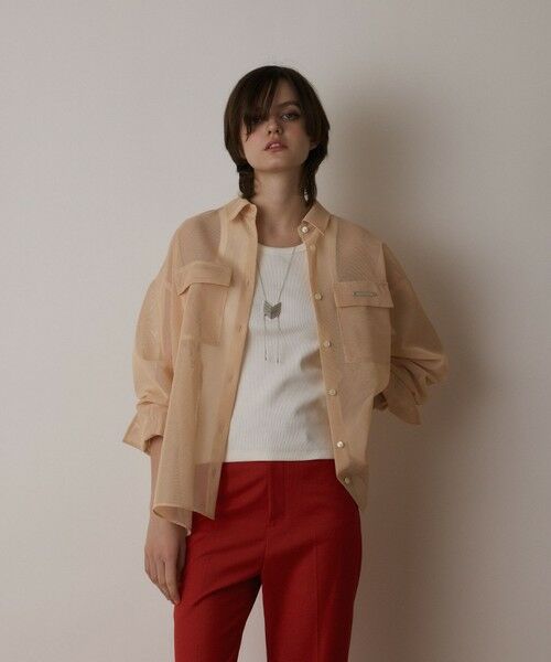GRACE CONTINENTAL/グレースコンチネンタル メッシュオーバーシャツ ピンク 36 GRACE CONTINENTAL/グレースコンチネンタル メッシュオーバーシャツ ピンク 36