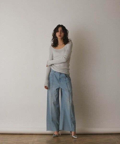 GRACE CONTINENTAL / グレースコンチネンタル カットソー | ラメリブクルーネックトップ | 詳細1