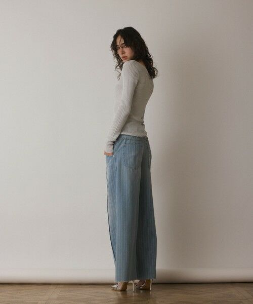 GRACE CONTINENTAL / グレースコンチネンタル カットソー | ラメリブクルーネックトップ | 詳細2