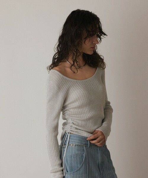 GRACE CONTINENTAL / グレースコンチネンタル カットソー | ラメリブクルーネックトップ | 詳細3