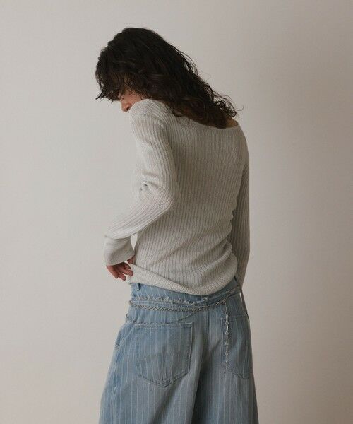 GRACE CONTINENTAL / グレースコンチネンタル カットソー | ラメリブクルーネックトップ | 詳細4