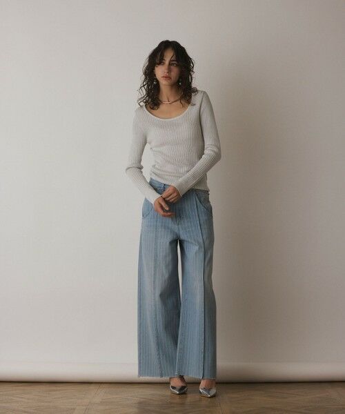 GRACE CONTINENTAL / グレースコンチネンタル カットソー | ラメリブクルーネックトップ | 詳細6