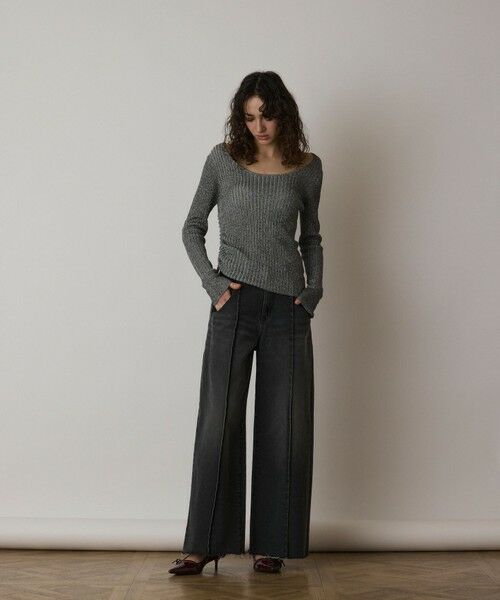 GRACE CONTINENTAL / グレースコンチネンタル カットソー | ラメリブクルーネックトップ | 詳細9