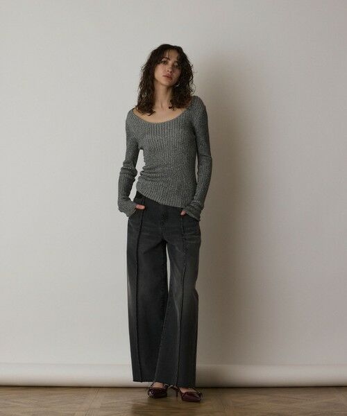 GRACE CONTINENTAL / グレースコンチネンタル カットソー | ラメリブクルーネックトップ | 詳細10