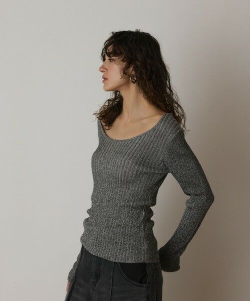 GRACE CONTINENTAL / グレースコンチネンタル カットソー | ラメリブクルーネックトップ | 詳細14