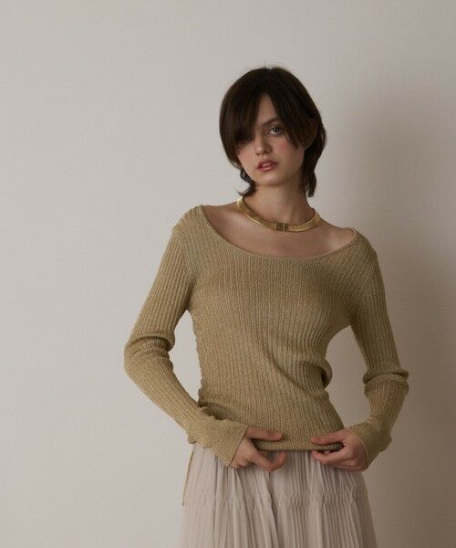 GRACE CONTINENTAL / グレースコンチネンタル カットソー | ラメリブクルーネックトップ | 詳細19