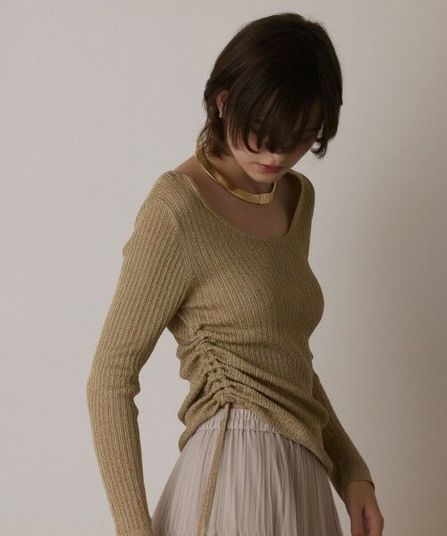 GRACE CONTINENTAL / グレースコンチネンタル カットソー | ラメリブクルーネックトップ | 詳細20