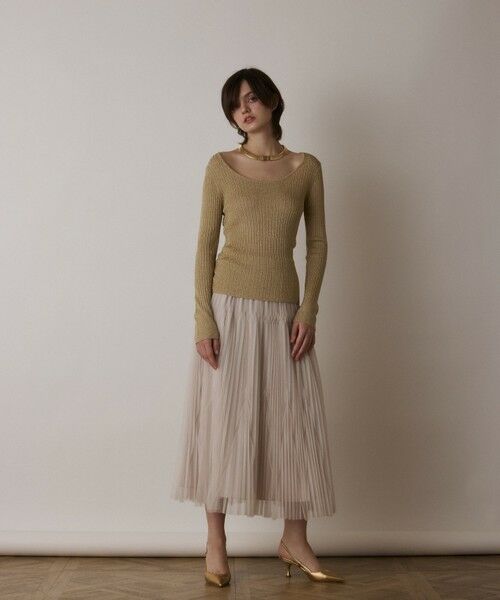 GRACE CONTINENTAL / グレースコンチネンタル カットソー | ラメリブクルーネックトップ | 詳細23