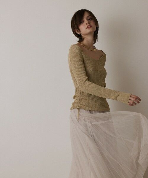 GRACE CONTINENTAL / グレースコンチネンタル カットソー | ラメリブクルーネックトップ | 詳細25