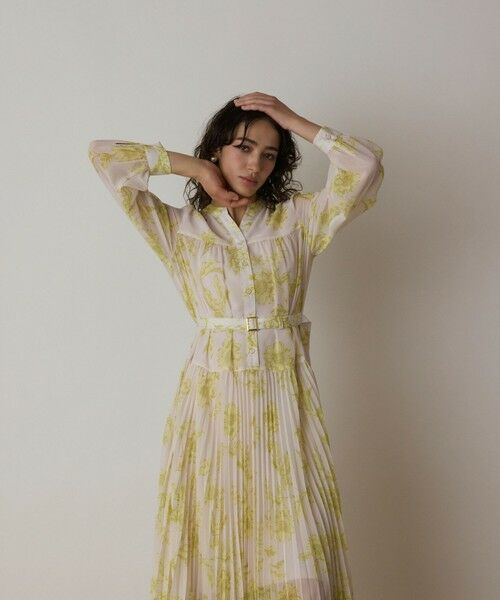 セール】 フラワープリントプリーツワンピース （ロング・マキシ