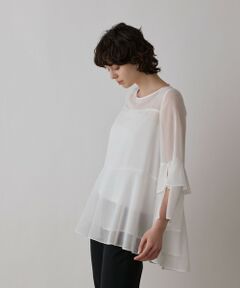 GRACE CONTINENTAL / グレースコンチネンタル シャツ・ブラウス | フィルムジャガードフリルトップ