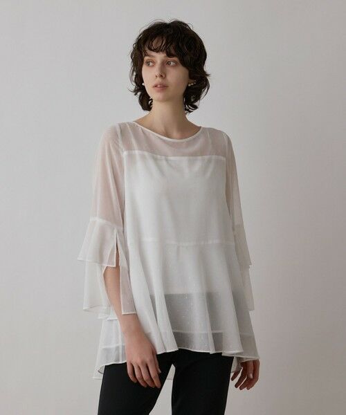 GRACE CONTINENTAL / グレースコンチネンタル シャツ・ブラウス | フィルムジャガードフリルトップ | 詳細1