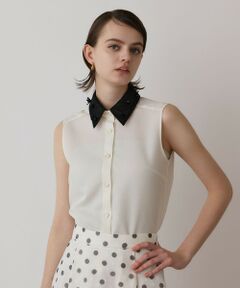 GRACE CONTINENTAL / グレースコンチネンタル シャツ・ブラウス | シアーメッシュノースリーブ