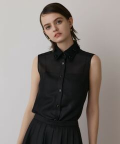 GRACE CONTINENTAL / グレースコンチネンタル シャツ・ブラウス | シアーメッシュノースリーブ