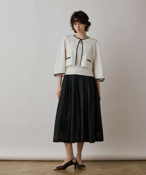 GRACE CONTINENTAL / グレースコンチネンタル カーディガン・ボレロ | バイカラースリットニットカーディガン | 詳細1